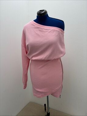 One-Shoulder Pink Dress with Side Zip